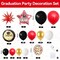 Graduation Balloon Arch Garland Kit, 2026 Graduation Party Decoration, Black Red Grad Balloons with Graduation Congrats Foil Balloons for Girls Class of 2026 Congrats Graduation Party Supplies